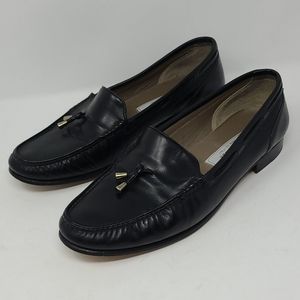 Bally Mens Tassel Leather Loafers Black Size 9M